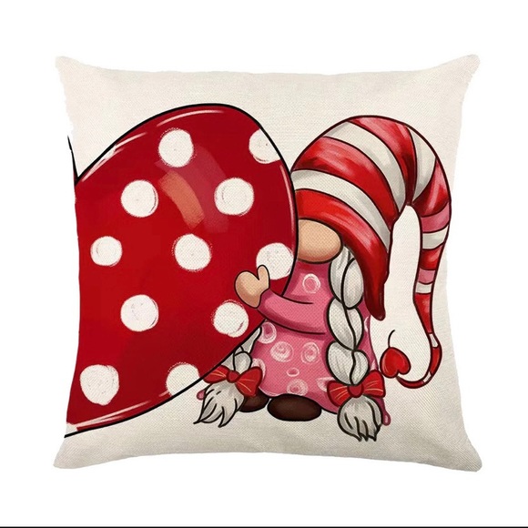 Gnome Couple Heart Happy Valentine’s Day Decorative Throw Pillow Covers 2 Pc Set - Picture 13 of 17